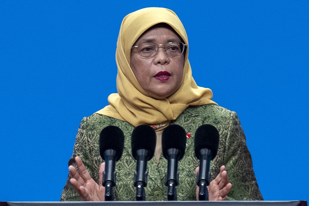 Singapore’s President Halimah Yacob said it was “ironic” that older rapists could escape the pain of a caning despite the lifetime of severe trauma they had caused. Photo: AFP