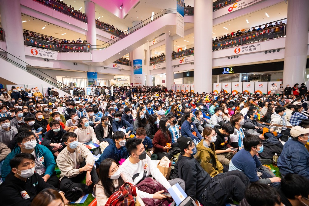 Fans cram into Olympian City mall to watch the match. Photo: Harvey Kong