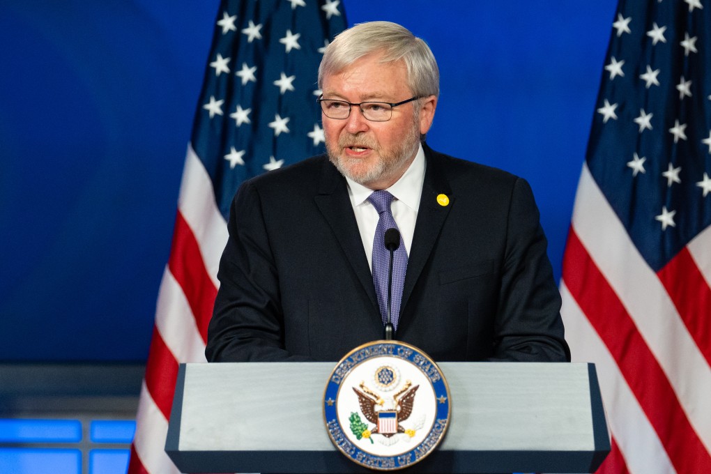 Former Australian Prime Minister Kevin Rudd speaks at an Asia Society event in May. Rudd has written and spoken widely on foreign relations with China since he quit politics in 2013. Photo: Bloomberg