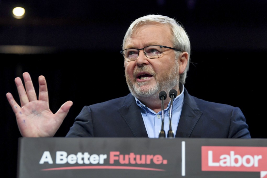 Former Australian Prime Minister Kevin Rudd at a Labor Party rally during the federal election campaign in Brisbane, Australia, in May. Rudd will be the next ambassador to the US. Photo: AP