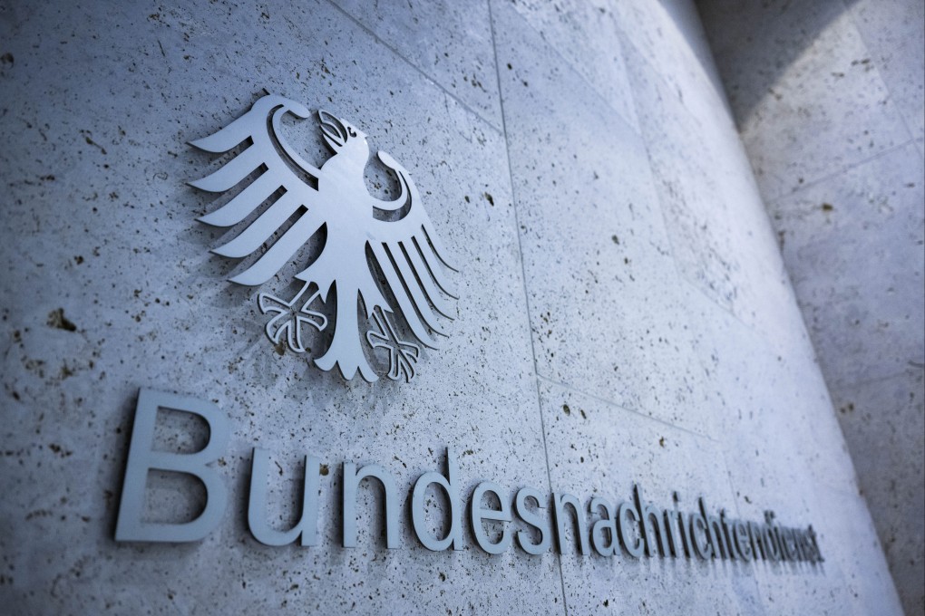 The BND logo is seen at one of the entrances to the headquarters of the Federal Intelligence Servicein Berlin on Thursday. Photo: dpa via AP