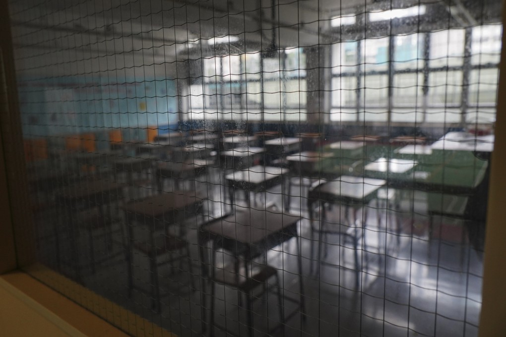 A view of an empty classroom in a school in Wan Chai in 2020. Photo: Robert Ng