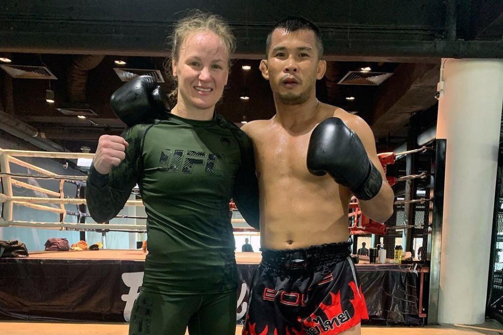 Valentina Shevchenko poses with ONE Championship bantamweight Muay Thai champ Nong-O Gaiyanghadao at Evolve MMA. Photo: Instagram/@evolvemma