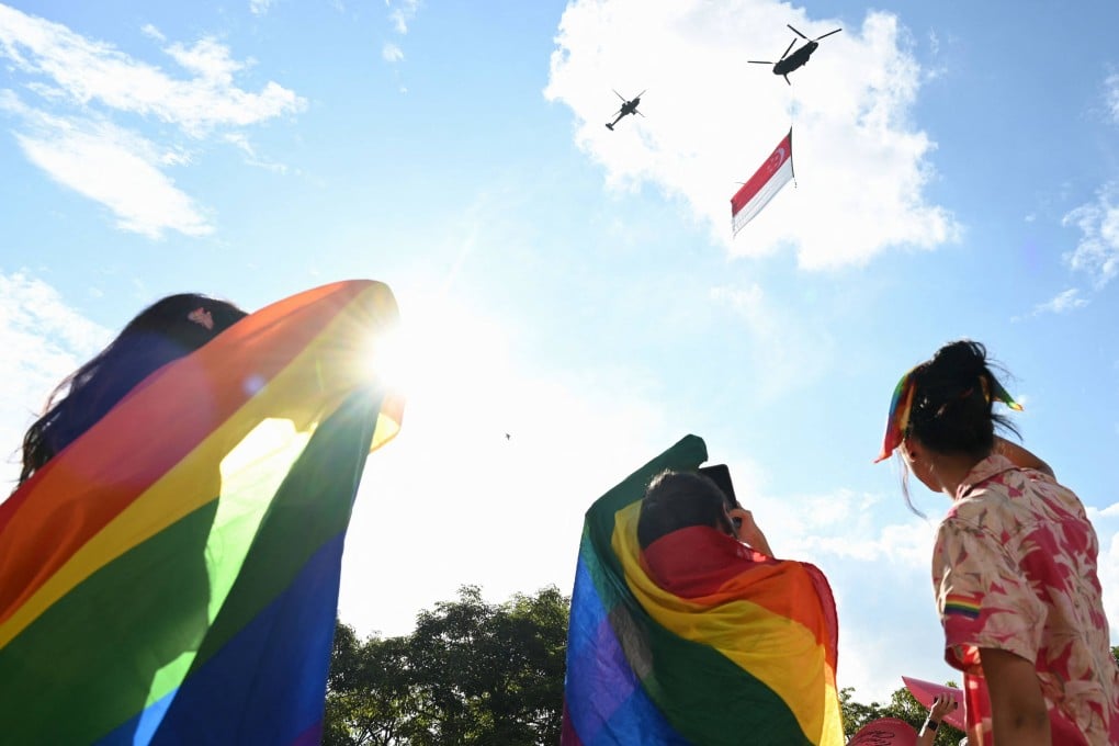 Attendees at the Pink Dot pride event on June 18, 2022 in Singapore. Photo: AFP