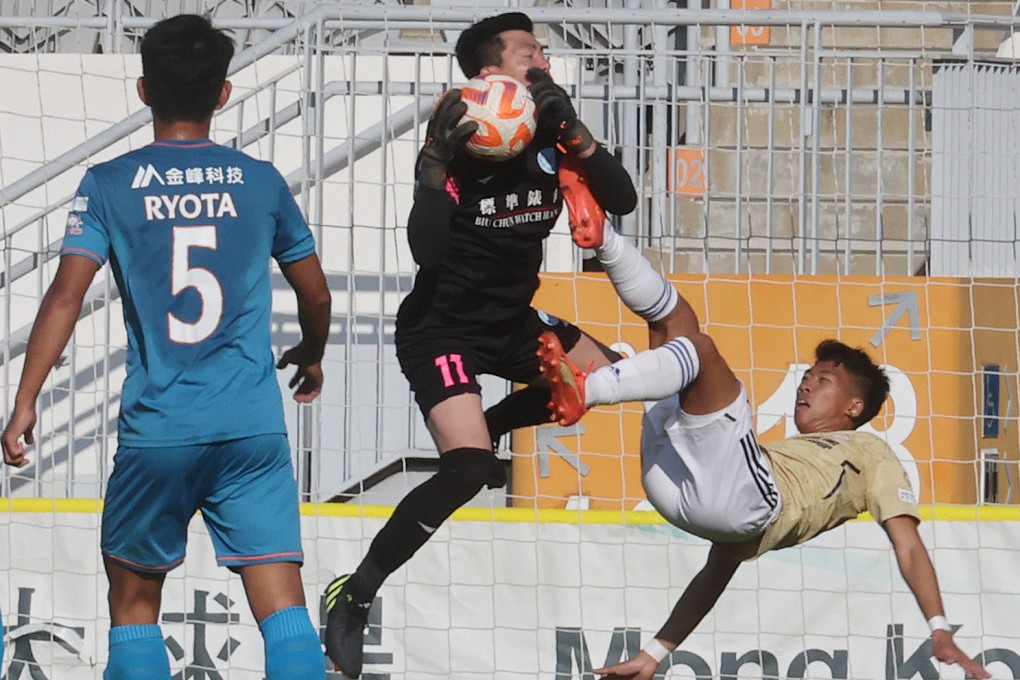 Leung Hong-kit, goalkeeper for Eastern saves a goal during the HKFA Senior Shield semi-final. Photo: Yik Yeung-man