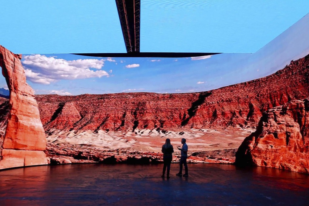 A virtual set at Vu Orlando. The giant, wraparound LED screen can display anything producers want. Virtual production will change the way shows and movies are filmed and save money over filming on location. Photo: TNS