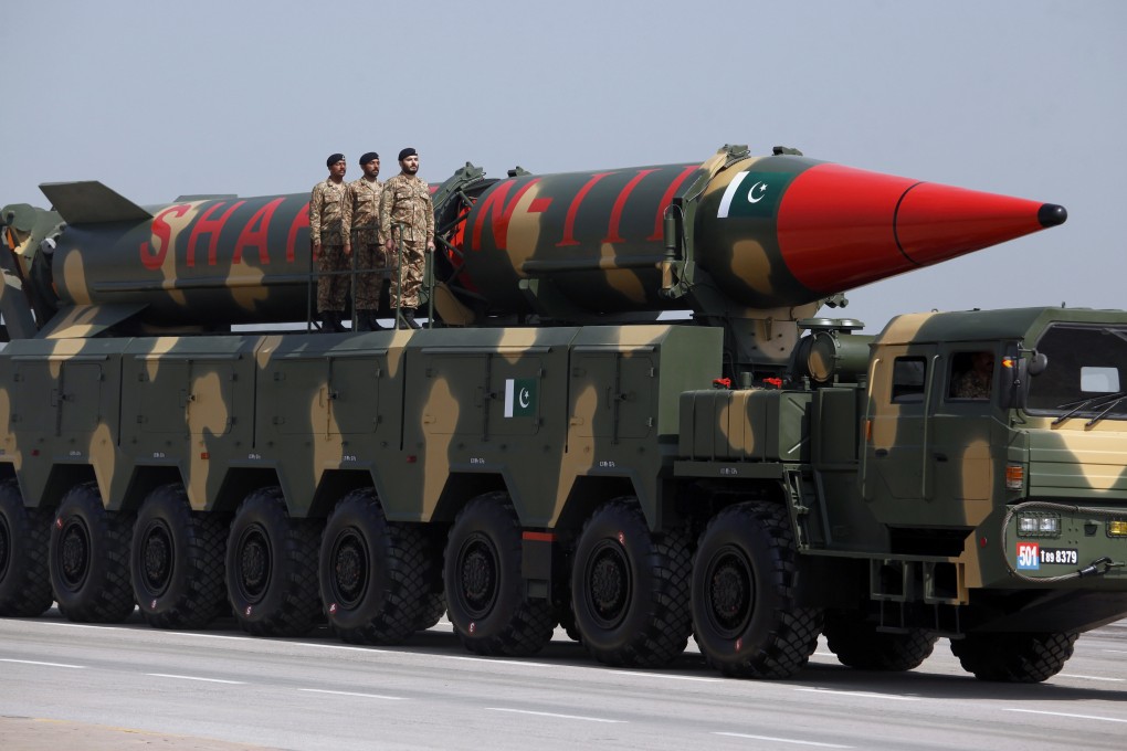 A Pakistani-made Shaheen-III missile, capable of carrying nuclear warheads, on display at a military parade in Islamabad, Pakistan, on March 23, 2018. Photo: AP