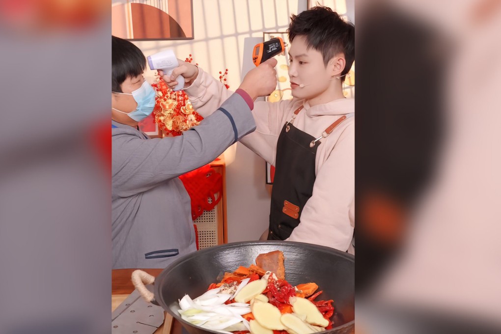 A Chinese cleaner forced to step in at the last-minute to host a live-stream show is now a celebrity after attracting millions of viewers. Photo: SCMP composite/Douyin