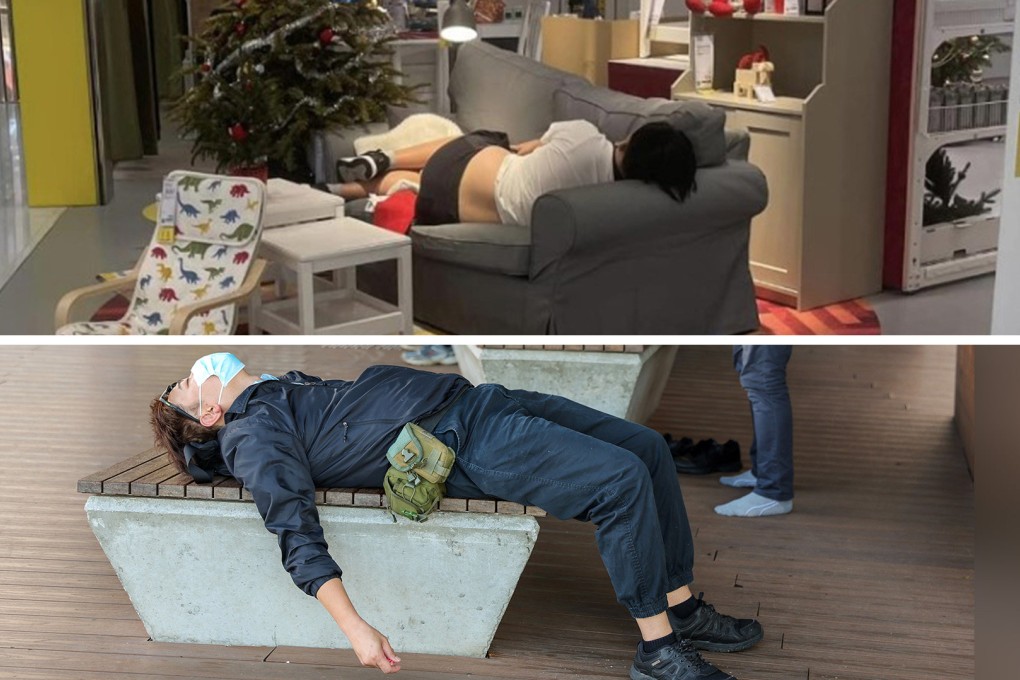 Sleeping in public places might just be Hong Kong’s favourite pastime. Locals cannot resist sneaking a power nap anytime anywhere. Photo: SCMP Composite