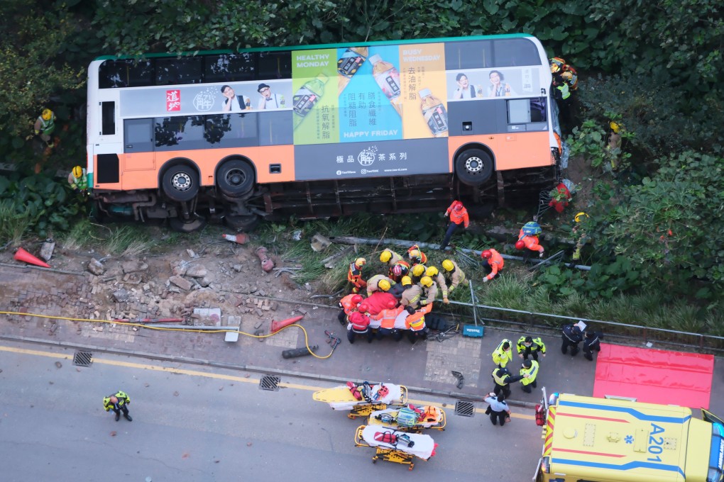 More than 30 passengers were injured after a bus overturned in Tseung Kwan O on New Year’s Day. Photo: Sun Yeung