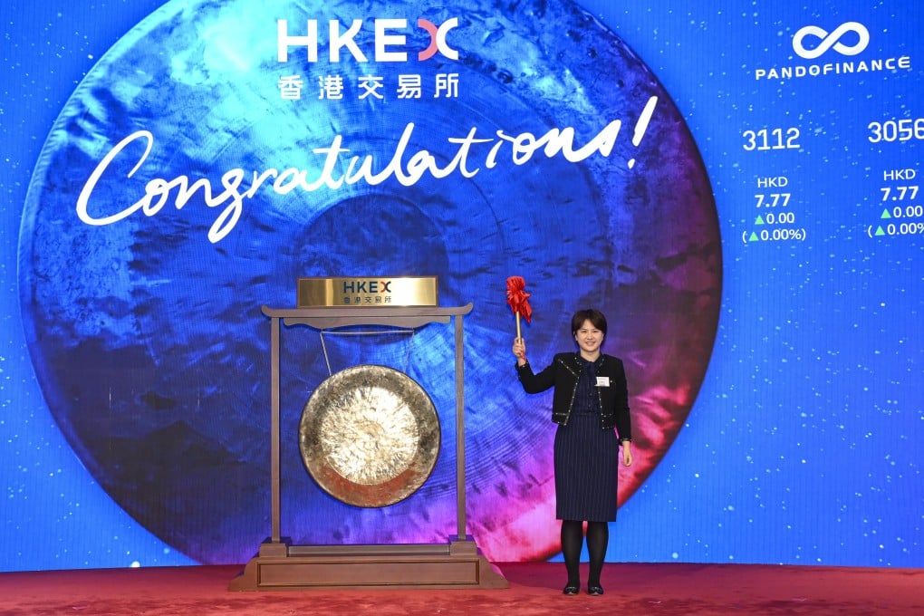 Pando Finance CEO Ren Junfei at the listing ceremony of their two ETFs on the Hong Kong stock exchange on December 8, 2022. A flurry of IPOs are expected in the city this year. Photo: Handout