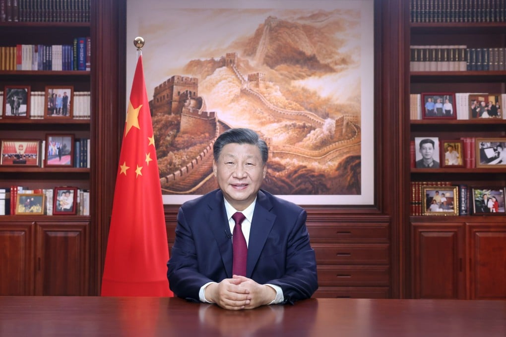 Chinese President Xi Jinping delivers his New Year’s Eve address on Saturday from his Beijing office. Photo: EPA-EFE