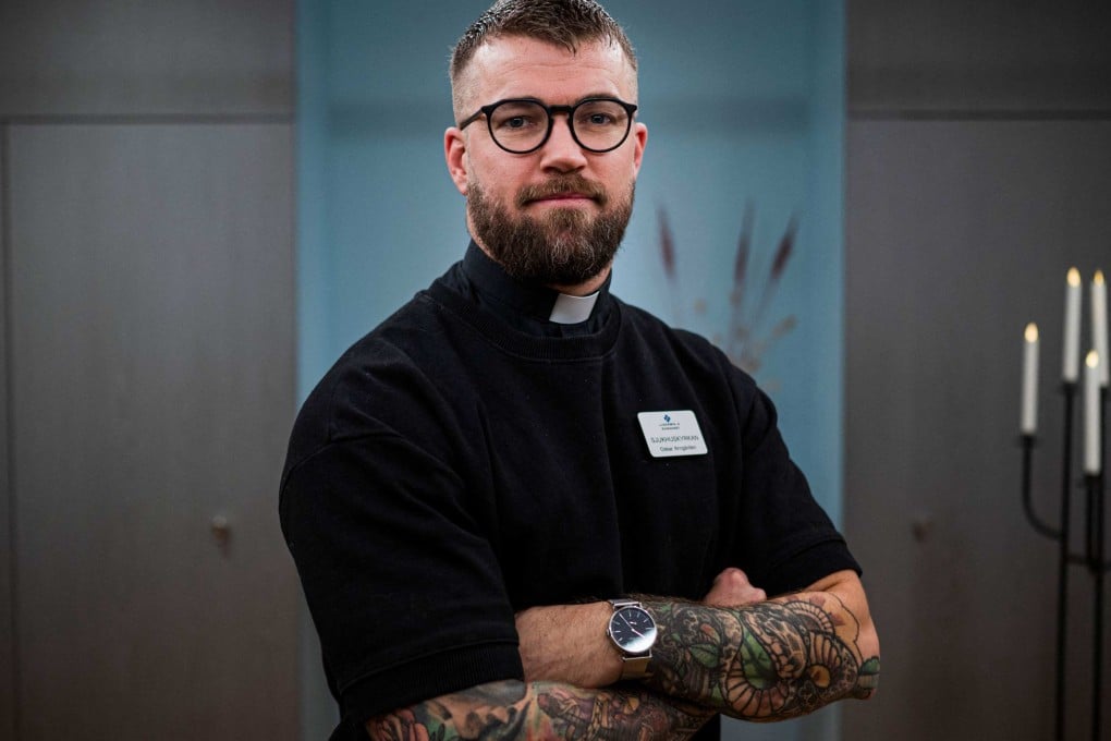 Oskar Arngarden, a 38-year-old Swedish Lutheran Church priest, says social media can be a good place to talk about “faith and health, and … our existential, mental health”. He posts spiritual advice and videos of himself working out. Photo: AFP