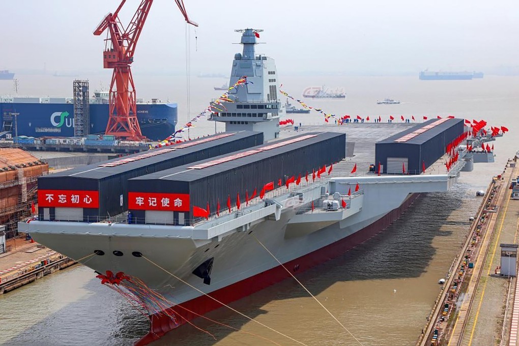 China’s third aircraft carrier, the Fujian, is China’s biggest and most complex warship yet and marks a milestone in Xi’s project to modernise the PLA. Photo: Weibo
