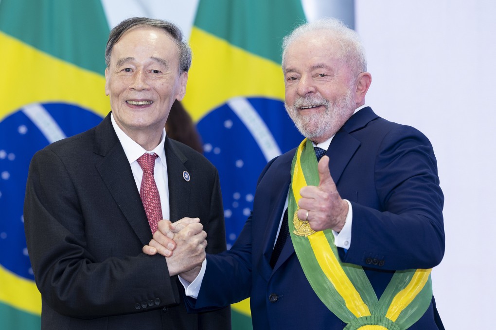 Brazil’s new president Luiz Inacio Lula da Silva meeting with Chinese Vice-President Wang Qishan in Brasilia on Monday. Photo: Xinhua