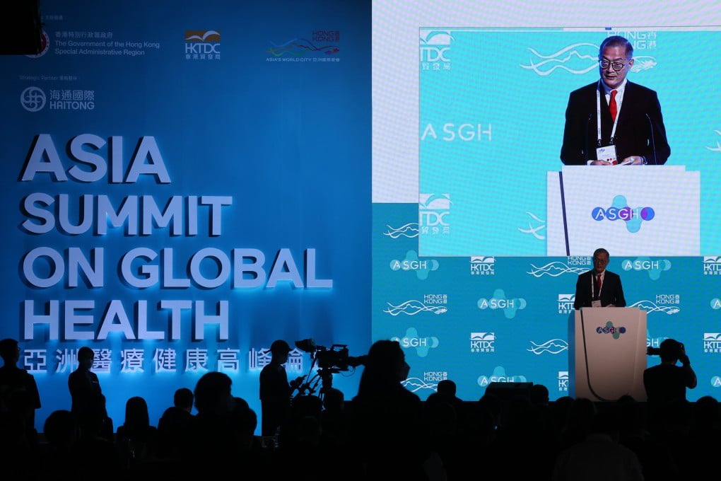 Health Secretary Lo Chung-mau speaks at the opening session of the Asia Summit on Global Health at the Hong Kong Convention and Exhibition Centre in Wan Chai on November 10, 2022. Photo: Jonathan Wong