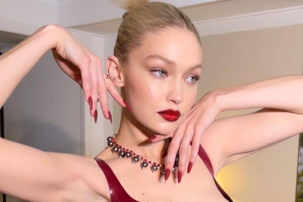 Gigi Hadid wears nails by Japanese nail artist Mei Kawajiri to the Met Gala in New York City in 2022.
