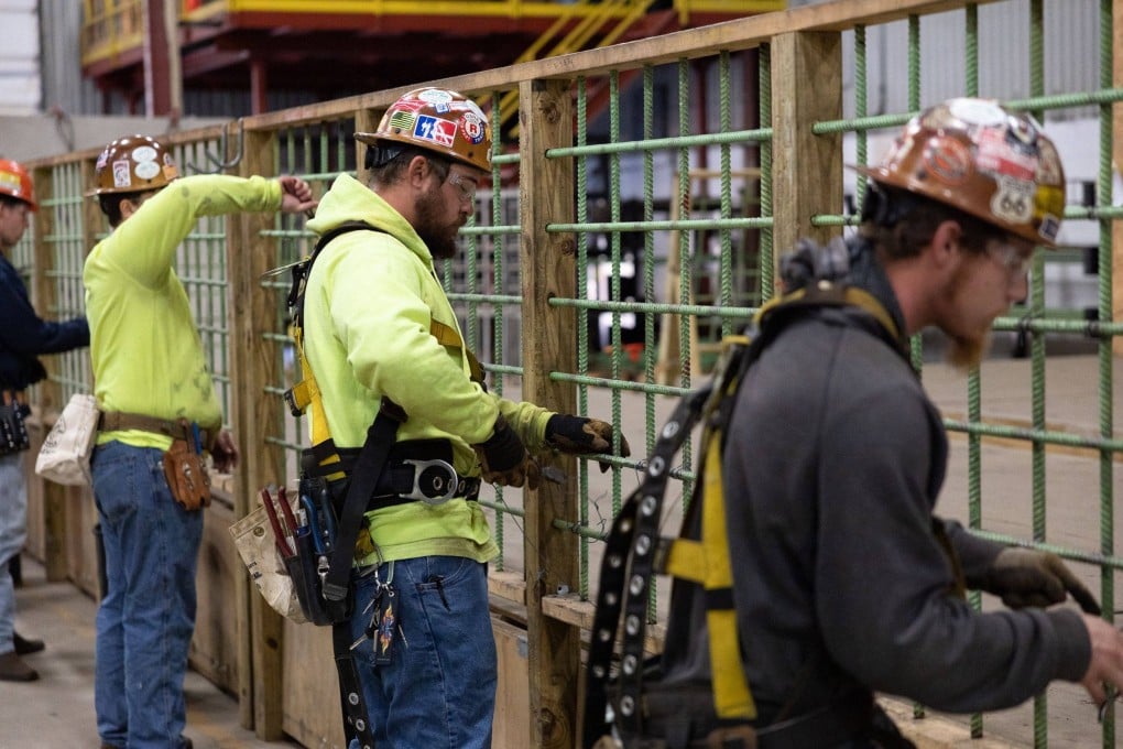 Students do steel work at Ironworkers Local 29 during an apprenticeship in Dayton, Ohio. The US economy has been squeezed by decades-high inflation, prompting the Federal Reserve to raise interest rates multiple times in an all-out campaign to ease demand and rein in cost increases. Photo: AFP