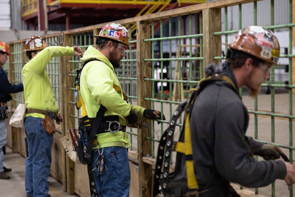 Students do steel work at Ironworkers Local 29 during an apprenticeship in Dayton, Ohio. The US economy has been squeezed by decades-high inflation, prompting the Federal Reserve to raise interest rates multiple times in an all-out campaign to ease demand and rein in cost increases. Photo: AFP