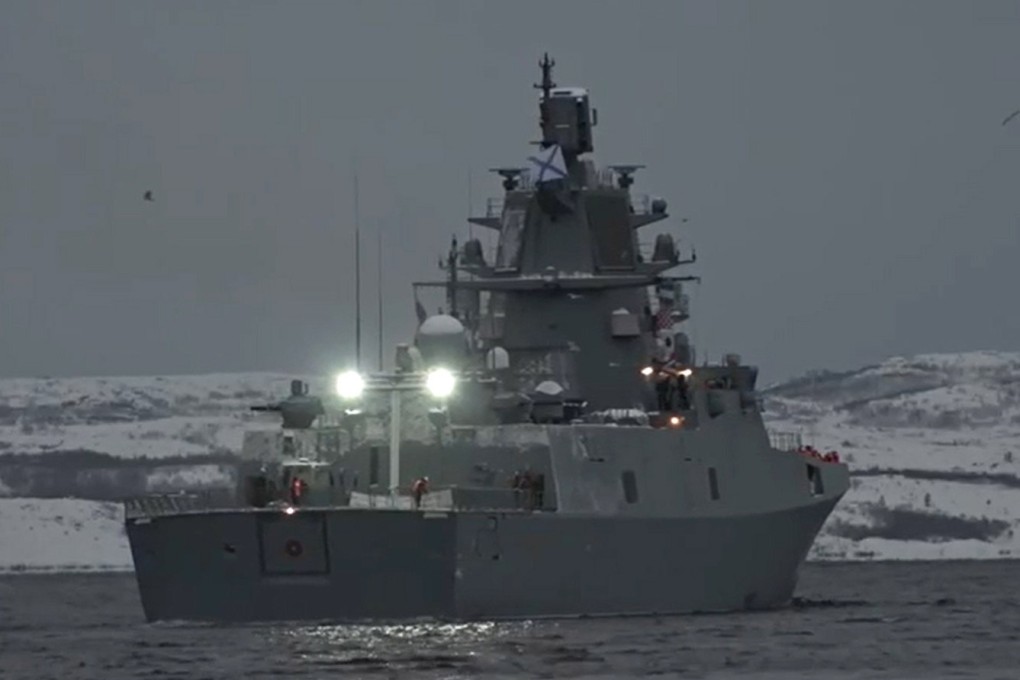 The Russian frigate Admiral Gorshkov, which has been armed with Zircon hypersonic missiles. Photo: Russian Defence Ministry