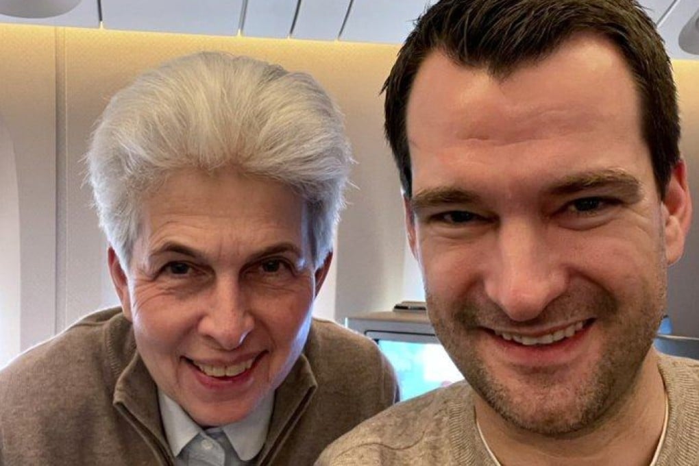 Johannes Vogel (R) of the Free Democratic Party (FDP) posted a picture on social media of him and party colleague Marie-Agnes Strack-Zimmermann on “the plane to Taiwan” on Sunday. Photo: Twitter