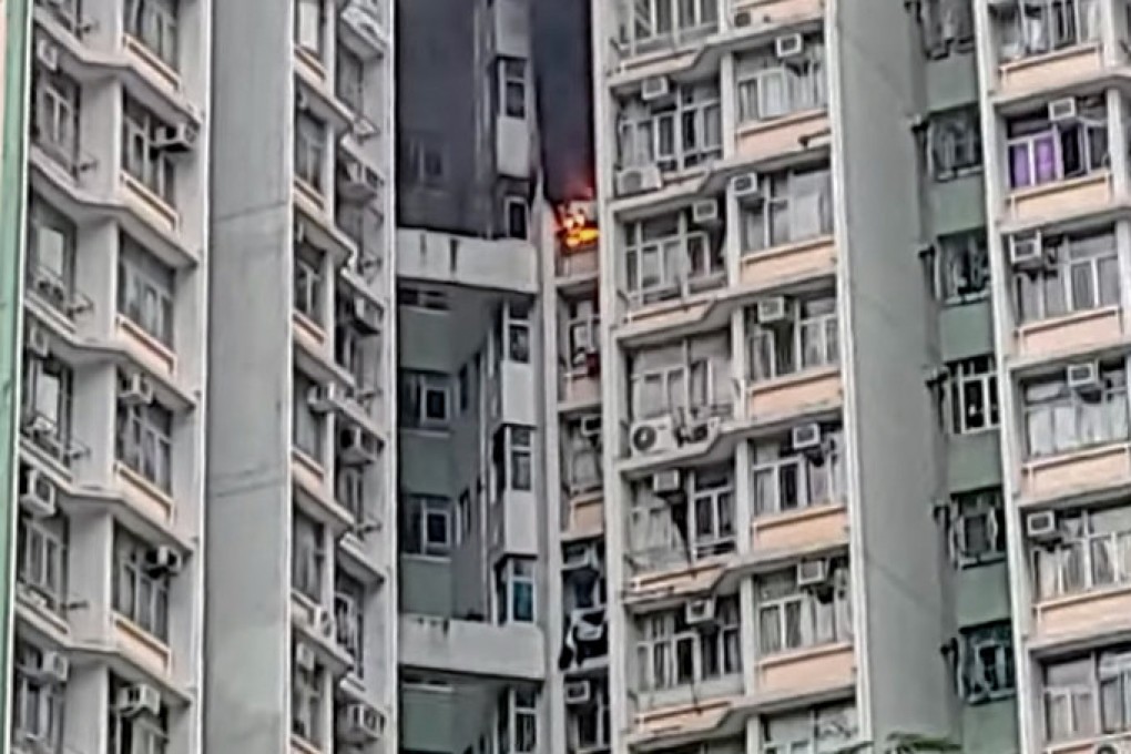 The scene of a blaze at Hing Tung Estate in Sai Wan Ho, where firefighters found the body of a resident. Photo: Facebook