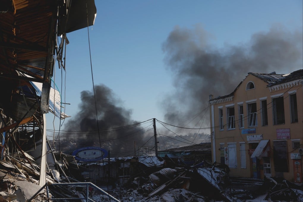 Plumes of smoke rise from a Russian strike in the frontline Donbas city of Bakhmut, Ukraine during a 36-hour ceasefire over Orthodox Christmas declared by Vladimir Putin. Photo: Reuters