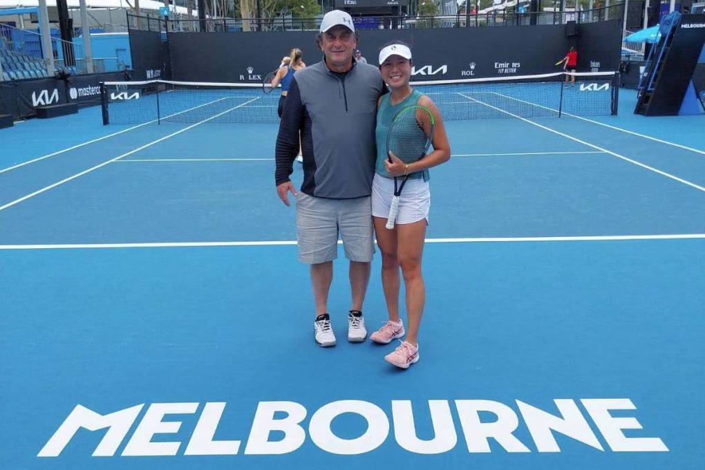 Eudice Chong with her coach Pier Francesco Restelli at the Australian Open qualifiers in Melbourne. Photo: Hong Kong Tennis Association