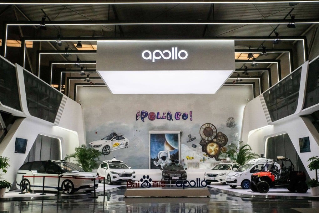 Prototypes of vehicles equipped with Baidu’s Apollo autonomous driving platform at the company’s Apollo Park in Beijing, China. Photo: Bloomberg