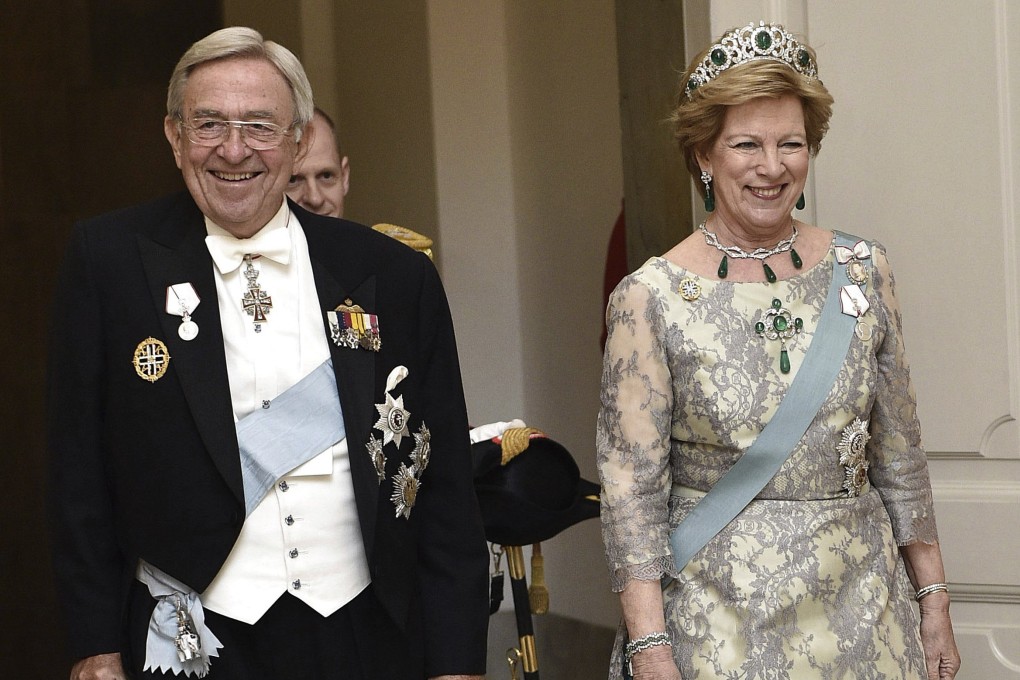 Former Greek king Constantine II and queen Anne-Marie arrive at a dinner at Christiansborg Castle in Copenhagen to celebrate the 75th birthday of Queen Margrethe II of Denmark in April 2015. Photo: AP