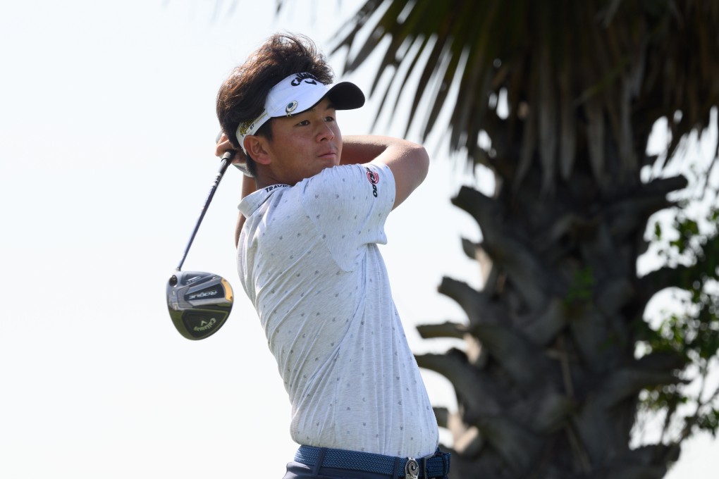 Ratchanon ‘TK’ Chantananuwat plays a tee shot during the third round of the 2022 Asia-Pacific Amateur Championship. Photo: AAC