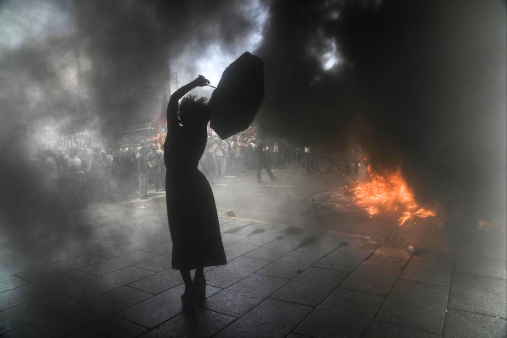 A woman shouts anti-government slogans during a protest in Buenos Aires, Argentina, against the government’s agreement with the International Monetary Fund to refinance some US$45 billion in debt, on March 10, 2022. Photo: AP