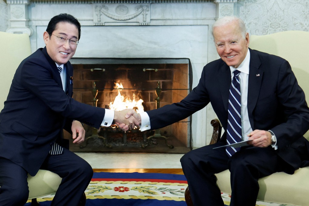 Japanese Prime Minister Fumio Kishida and US President Joe Biden at the White House in Washington on Friday. Photo: Reuters