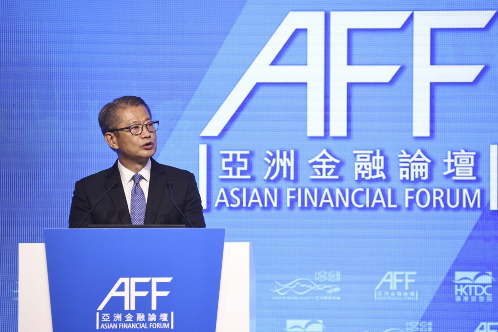 Financial Secretary Paul Chan Mo-po speaks at the Asian Financial Forum. The event’s resumption underscores the city’s importance as a regional financial hub. Photo: K. Y. Cheng