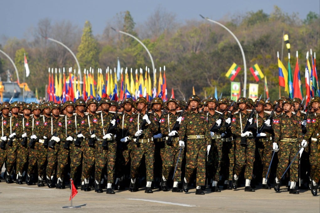 Members of the Myanmar military. The junta, which seized power in 2021, announced an amnesty for 7,000 prisoners on January 4 days after increasing 77-year-old democracy figurehead Aung San Suu Kyi’s jail term to 33 years. Photo: AFP