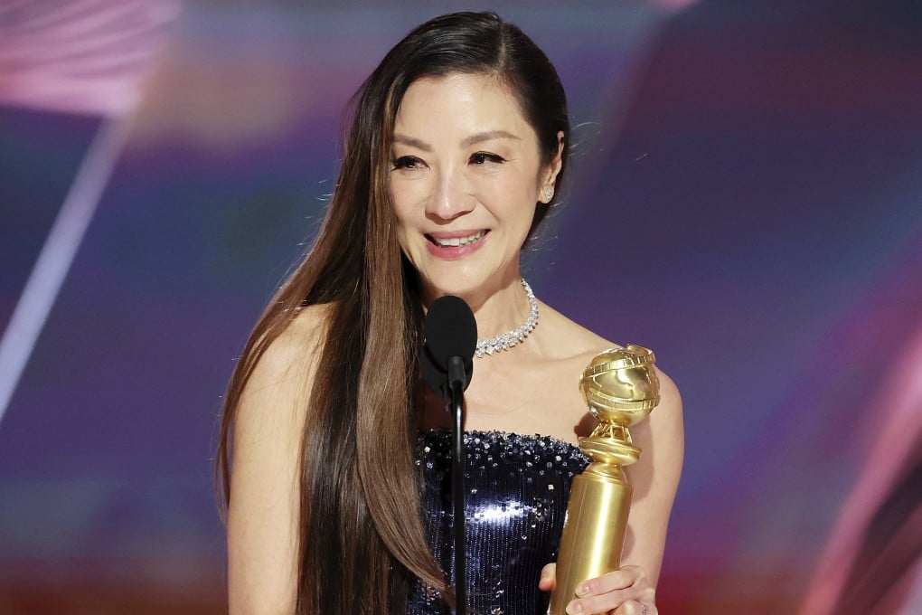 Michelle Yeoh accepting the best actress award for “Everything Everywhere All at Once” during the 80th Annual Golden Globe Awards last week. Photo: NBC via AP