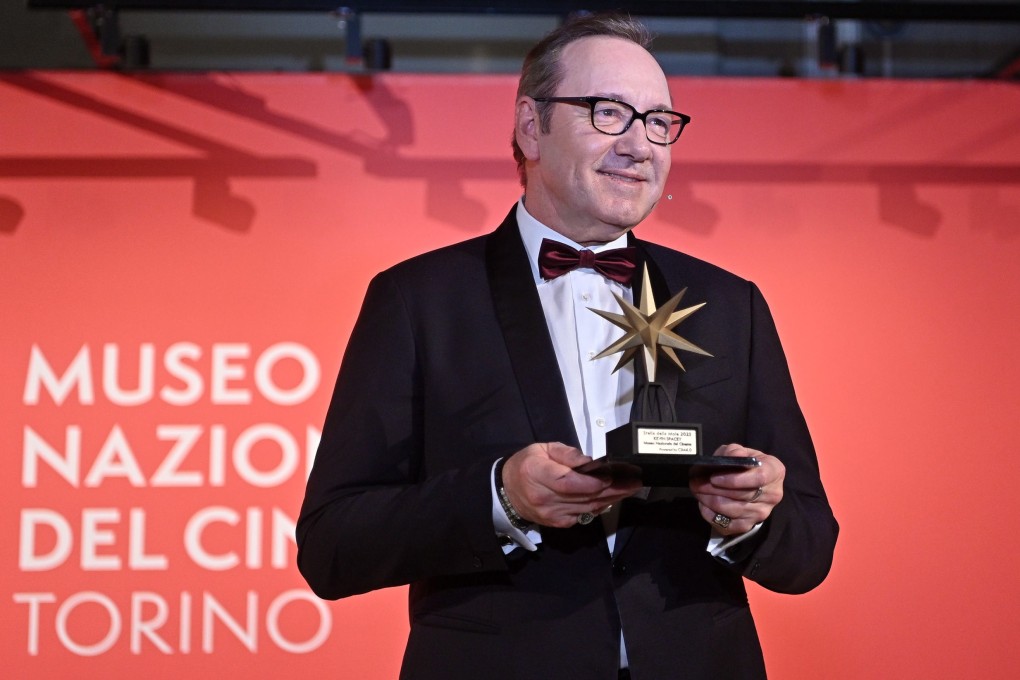 US actor Kevin Spacey receives the Turin National Museum of Cinema’s Stella della Mole Awardin Turin, Italy on Monday. Photo: EPA-EFE