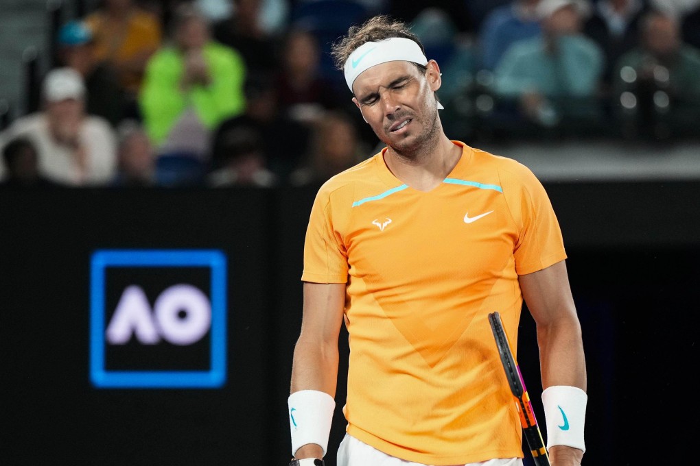 Rafael Nadal reacts after losing a point to Mackenzie McDonald of the United States in the second round of the men’s singles at the Australian Open. Photo: Kyodo