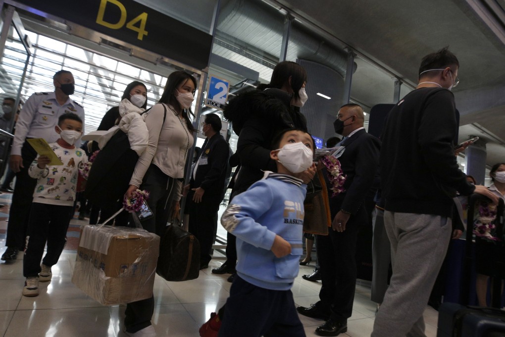Chinese tourists arrive at Bangkok’s Suvarnabhumi International Airport on January 9. Thailand has earned Beijing’s praise for welcoming travellers from China. Photo: EPA-EFE