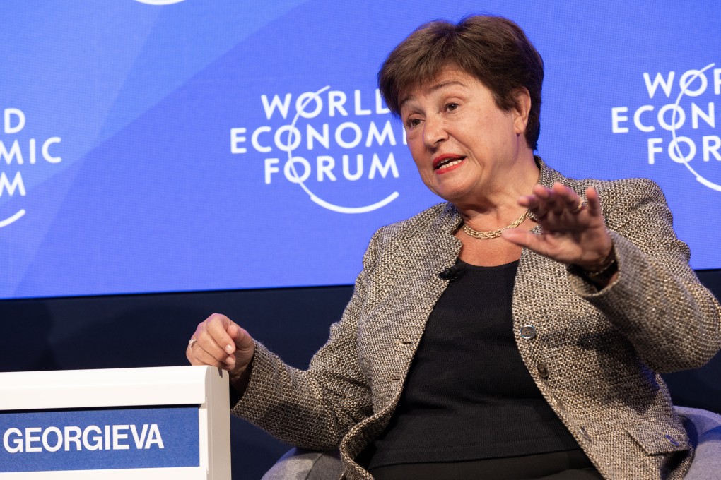 International Monetary Fund managing director Kristalina Georgieva speaks at the World Economic Forum Annual Meeting in Davos, Switzerland, on January 17. Photo: DPA