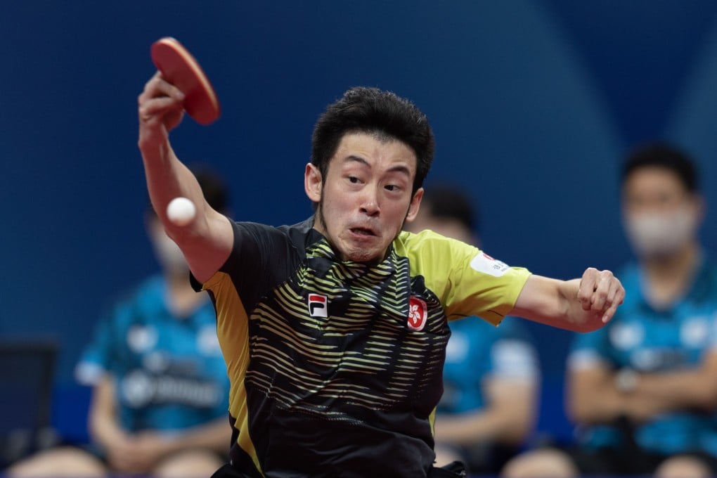Wong Chun-ting of Hong Kong hits a return during the men’s team quarter-final against Cho Seung-min of South Korea at the 2022 ITTF World Team Table Tennis Championships Finals in Chengdu. Photo: Xinhua