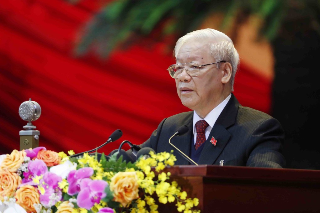 Communist Party of Vietnam general secretary Nguyen Phu Trong at the party’s national congress in Hanoi in January 2021. Photo: VNA via Xinhua