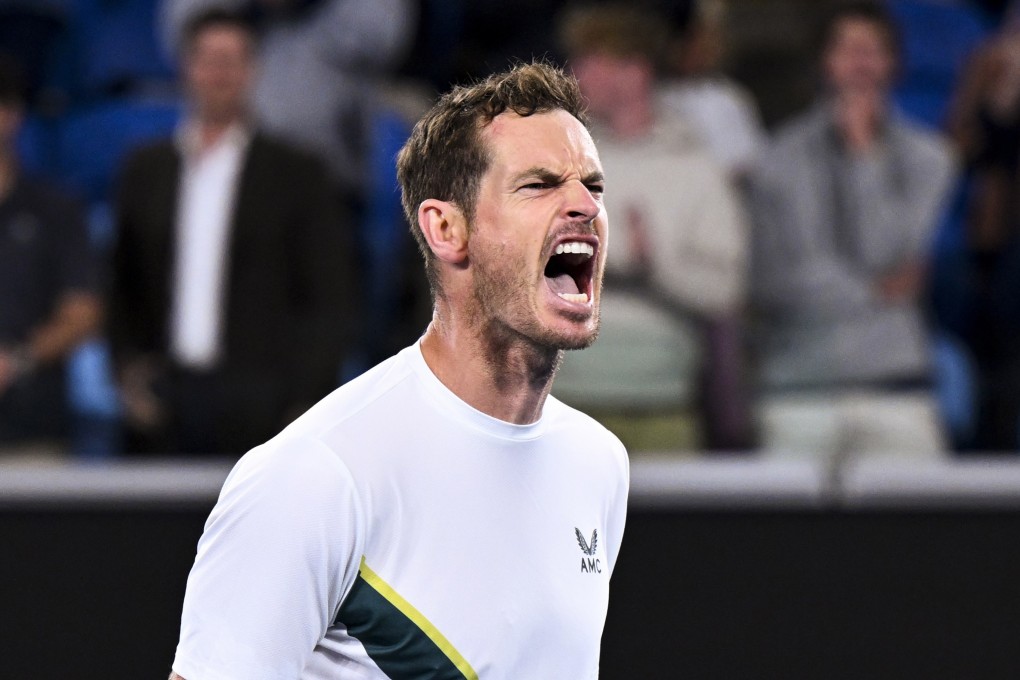 Andy Murray celebrates after winning his second round match against Thanasi Kokkinakis at the 2023 Australian Open. Photo: EPA-EFE