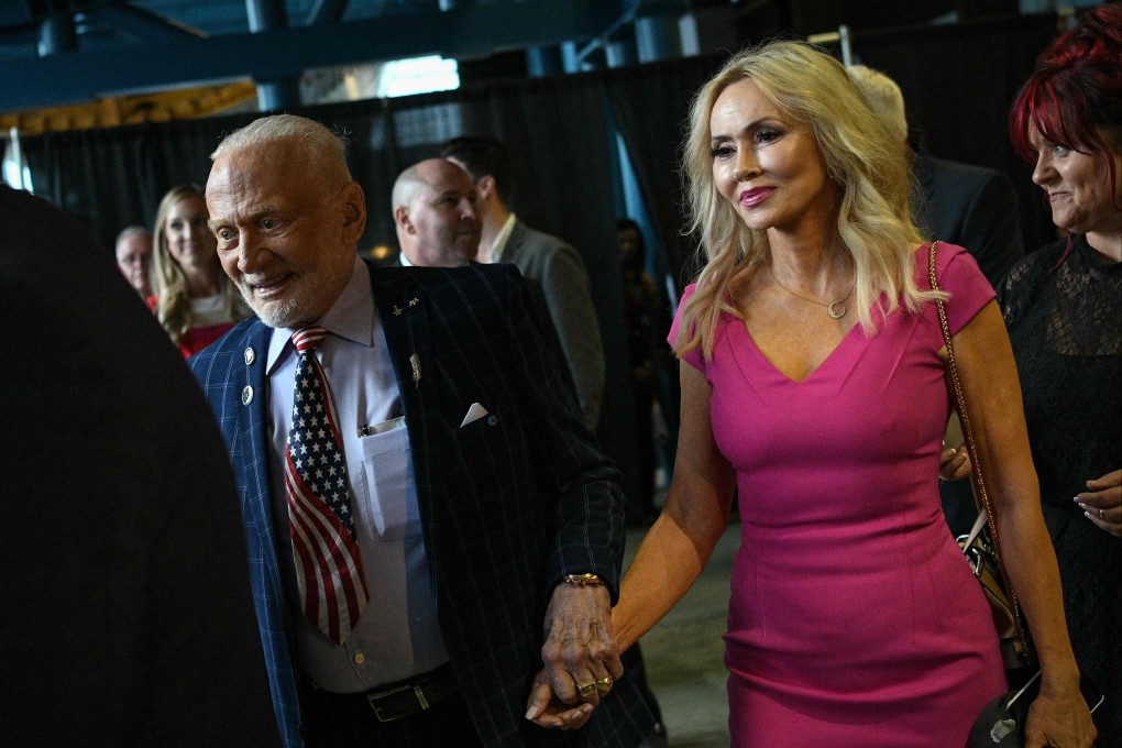 Former Nasa astronaut Buzz Aldrin and Anca Faur in 2019. Aldrin announced he had married Faur on Friday, his 93rd birthday. Photo: AFP