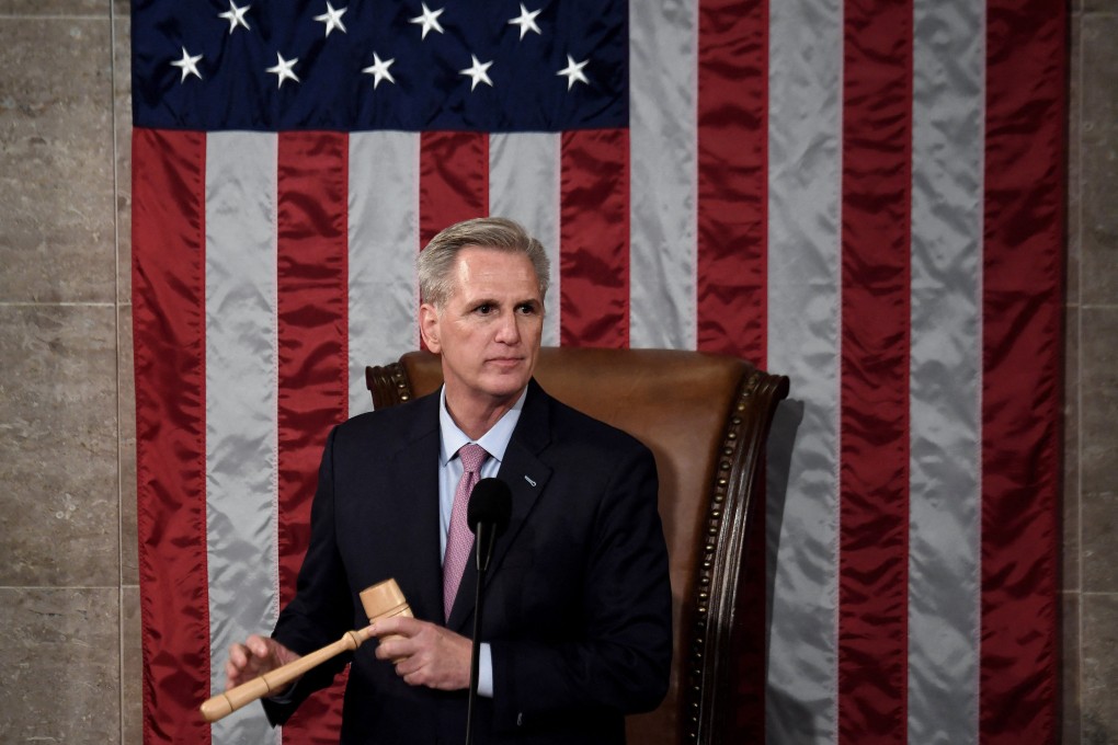 Newly elected Speaker of the US House of Representatives Kevin McCarthy holds the gavel at the US Capitol in Washington on on January 7. Photo: AFP/Getty Images/TNS