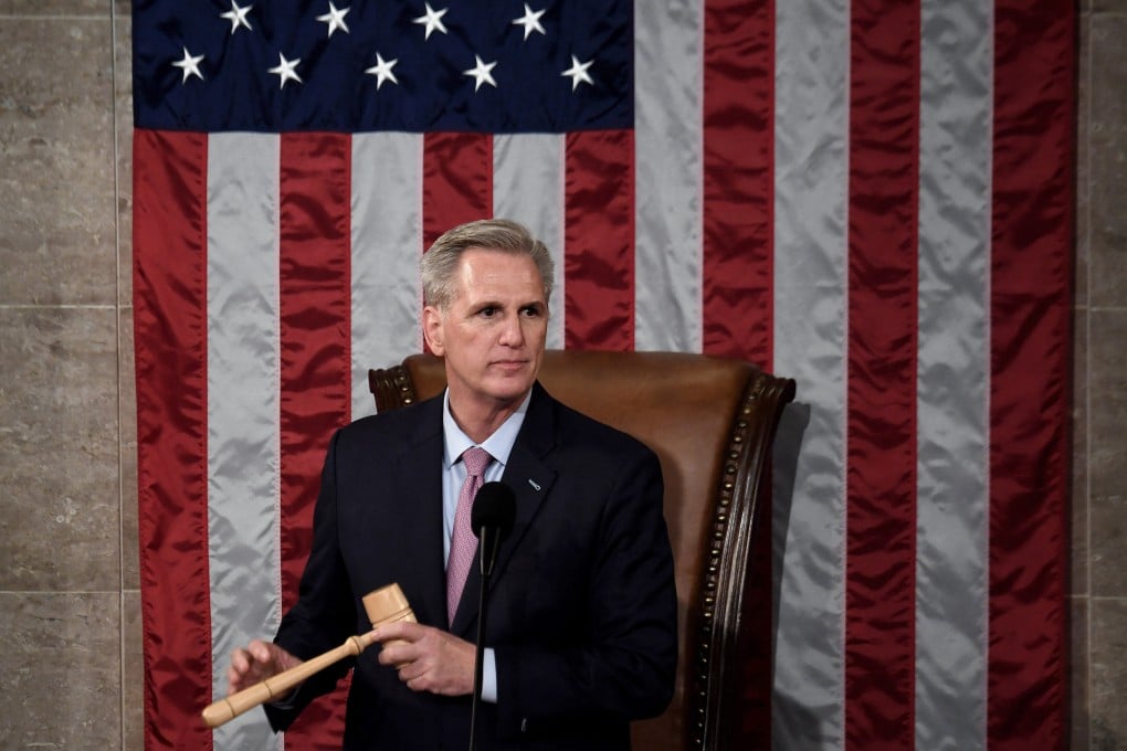 Newly elected Speaker of the US House of Representatives Kevin McCarthy holds the gavel at the US Capitol in Washington on on January 7. Photo: AFP/Getty Images/TNS