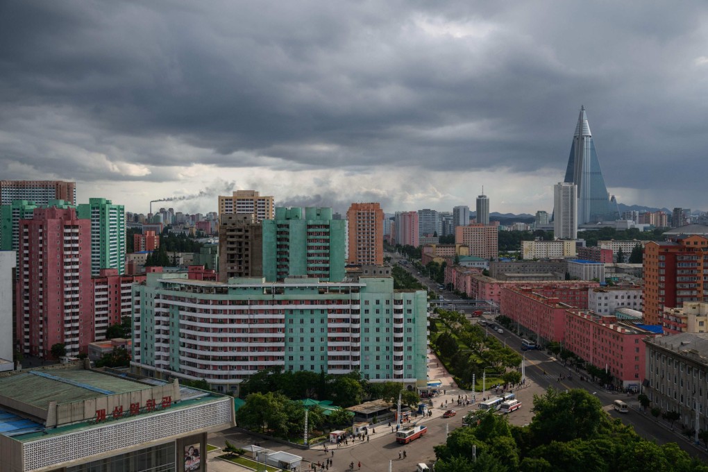 Pyongyang’s skyline with the pyramid-shaped Ryugyong Hotel seen in the distance. Authorities on Wednesday ordered a five-day lockdown of the North Korean capital after an unspecified respiratory illness outbreak. Photo: AFP