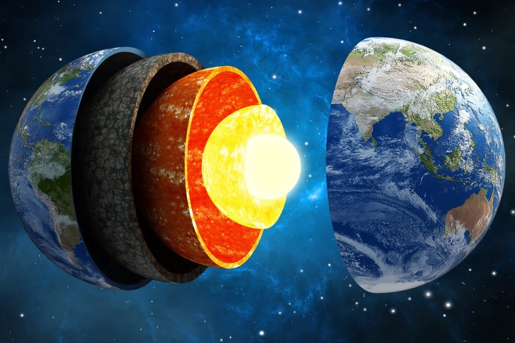 The Earth’s core, mostly made up of iron alloy, is about 2,900km below the Earth’s surface. It is separated from the solid mantle by a liquid outer core and rotates inside the planet. Image: Shutterstock