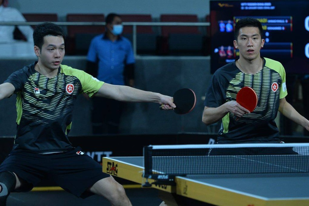 Ho Kwan-kit (left) and Lam Shiu-hang in action in Doha. Photo: WTT
