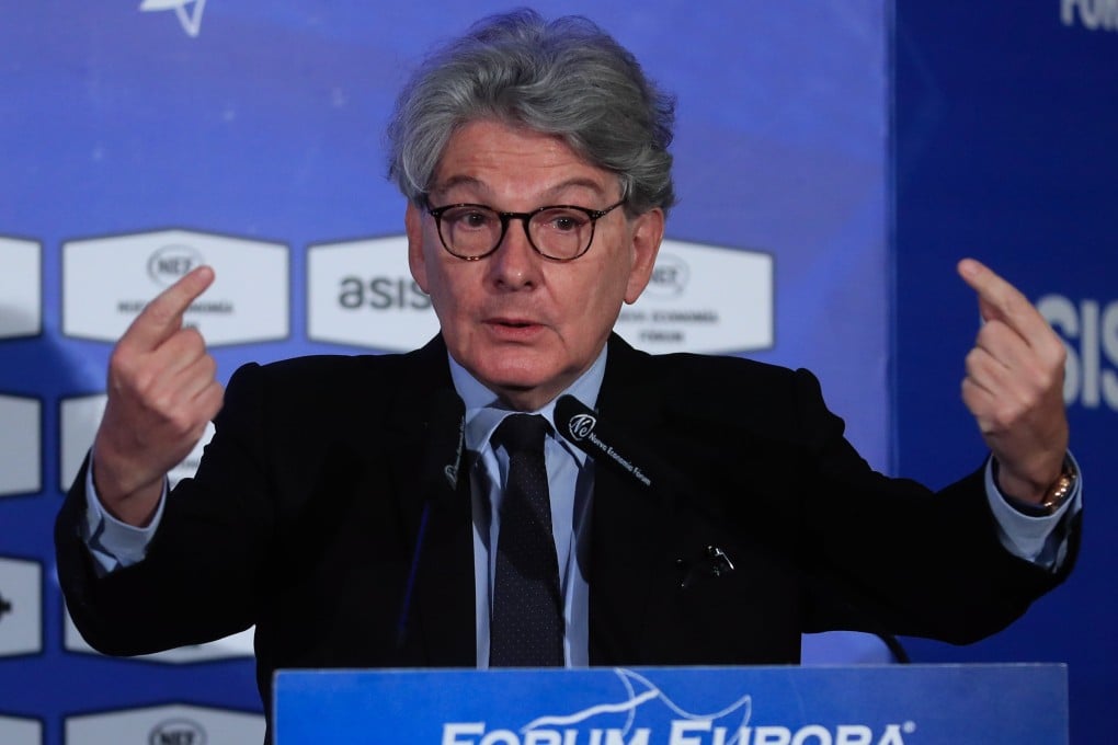 European Commissioner for Internal Market Thierry Breton said on Friday that the EU agrees with the US goal of impeding China’s chips industry. Photo: EPA-EFE